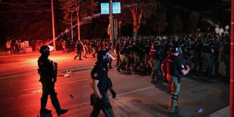 Police clash with anti-government protesters calling for early elections in Serbia